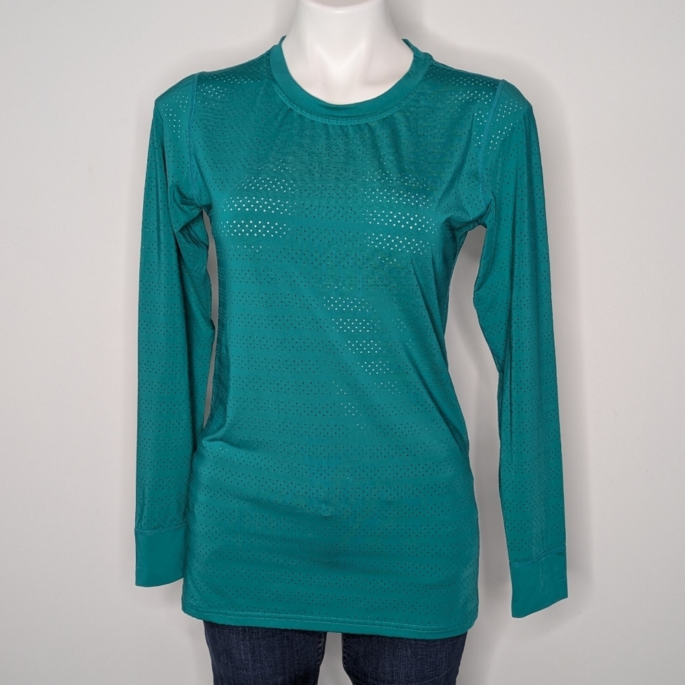 Zyia Active Blue Perforated Breathable Long Sleeve Exercise Top M